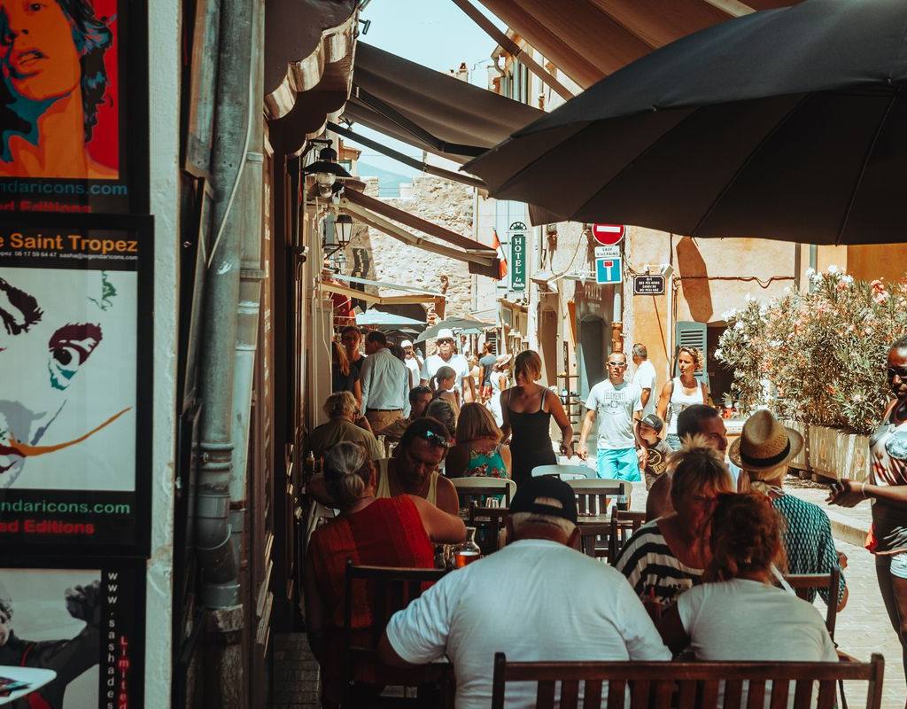 Village café terraces in Saint-Tropez
