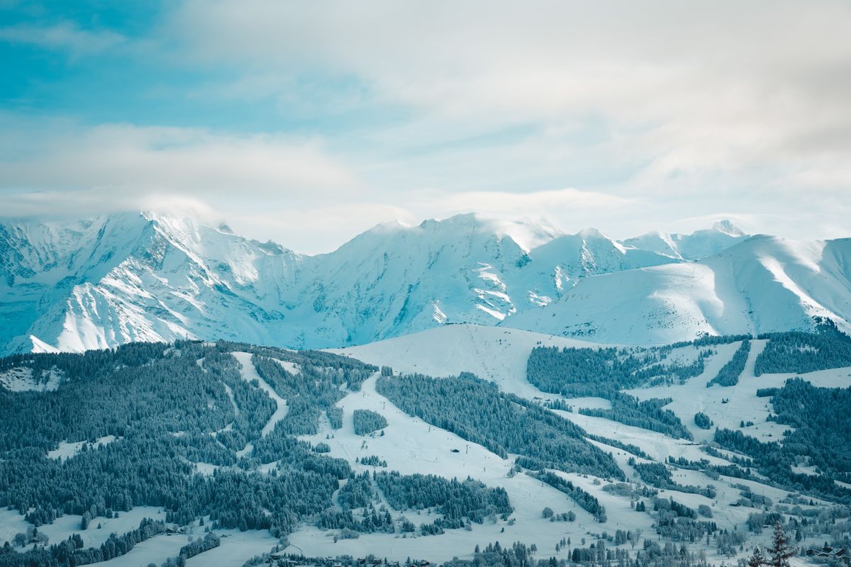 Gentle pistes above Megève village