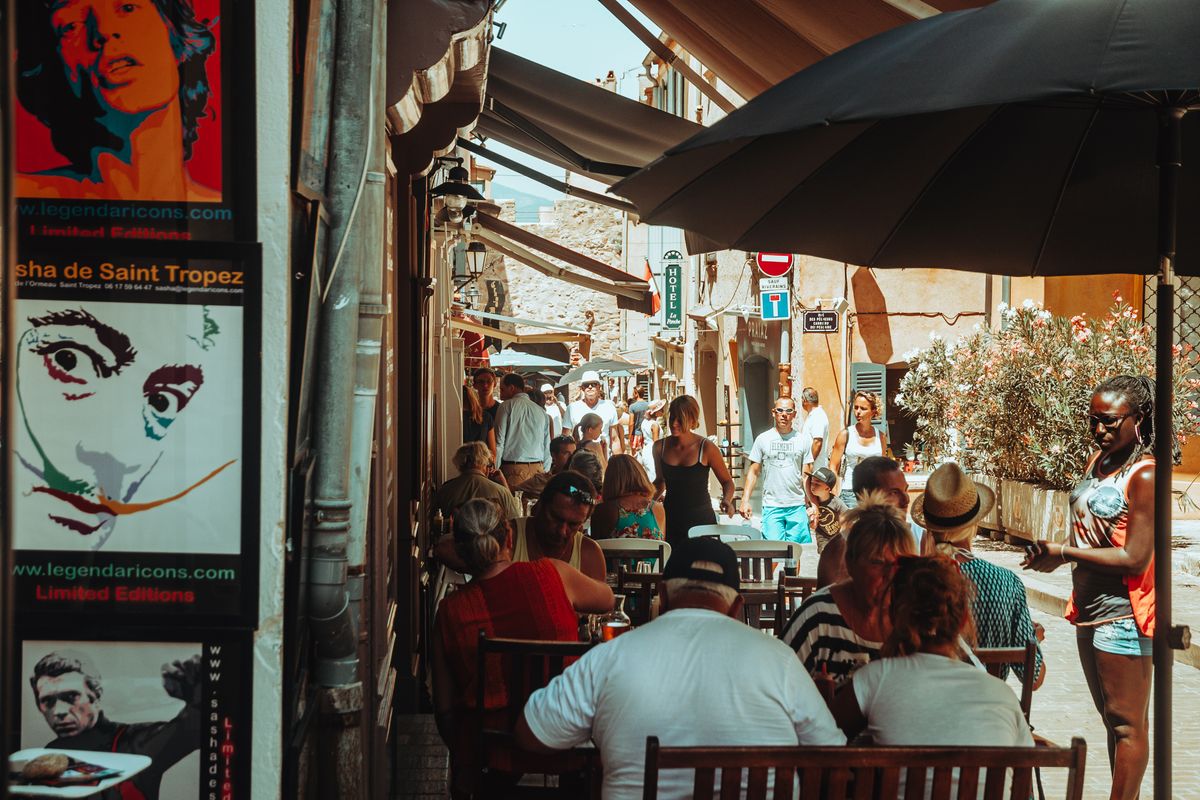 Village café terraces in Saint-Tropez